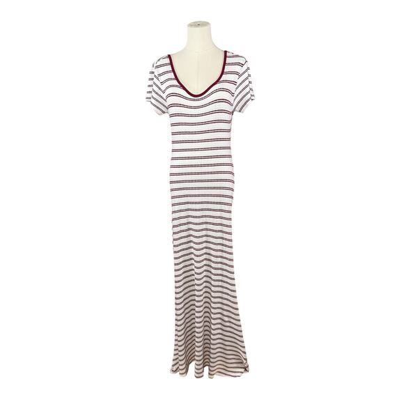 Go Couture Ribbed Stripe Maxi Dress Modal Blend Short Sleeve | XL - Picture 2 of 11